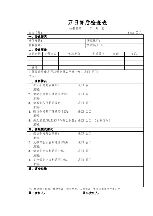 五日贷后检查表