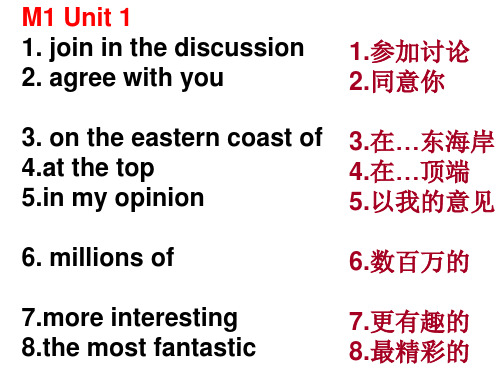 初三上M1-M3重点短语和句子