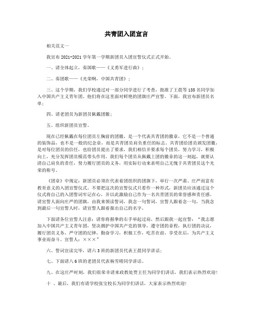 共青团入团宣言