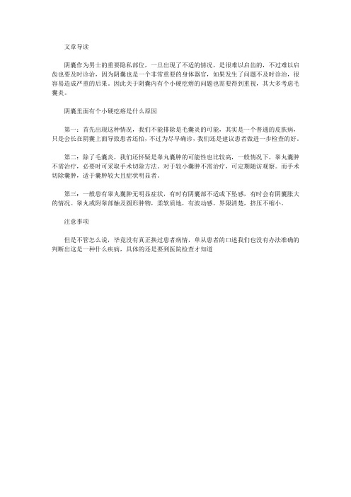 阴囊内有个小硬疙瘩