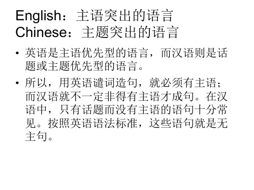 英语主语与汉语主题之间的翻译转换