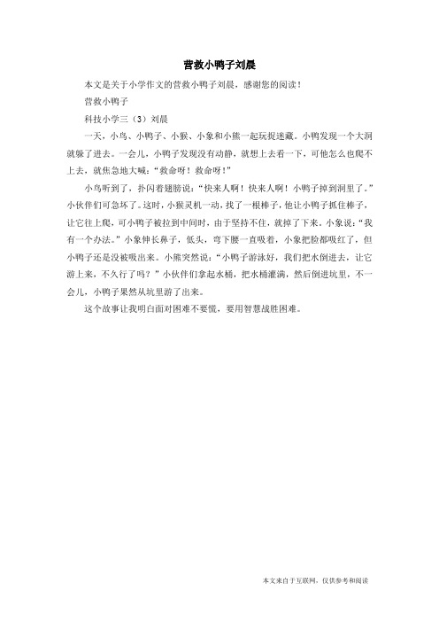营救小鸭子刘晨_小学作文
