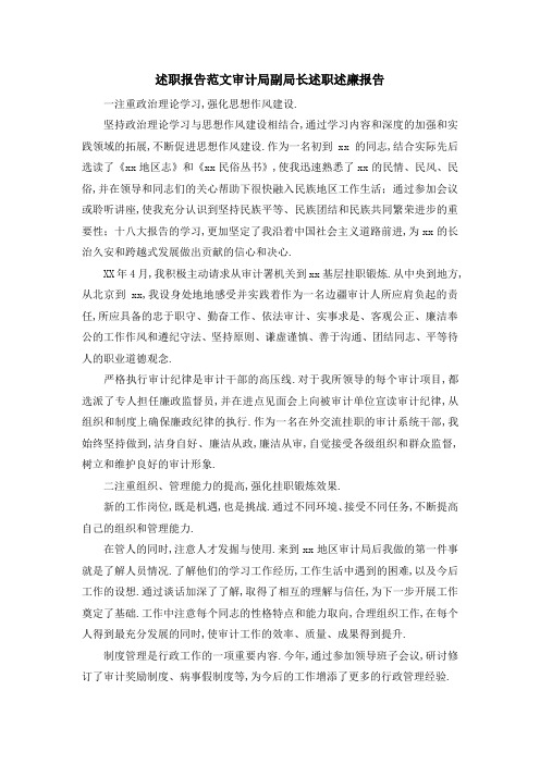 述职报告范文 审计局副局长述职述廉报告 精品