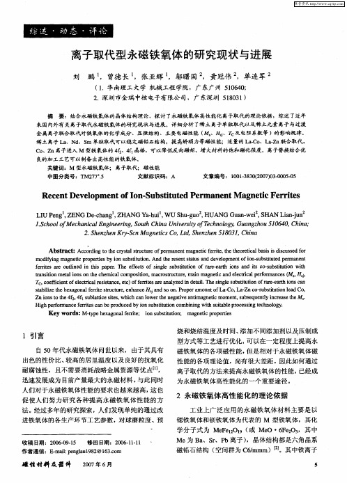离子取代型永磁铁氧体的研究现状与进展
