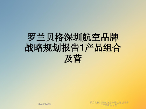 罗兰贝格深圳航空品牌战略规划报告1产品组合及营