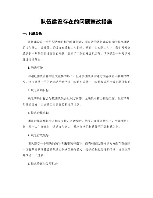 队伍建设存在的问题整改措施