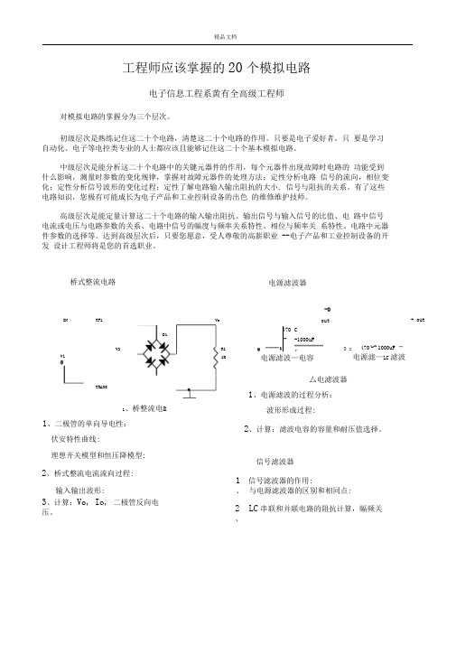 工程师应该掌握的20个模拟电路