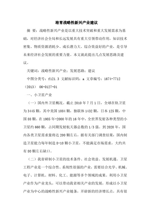 培育战略性新兴产业建议