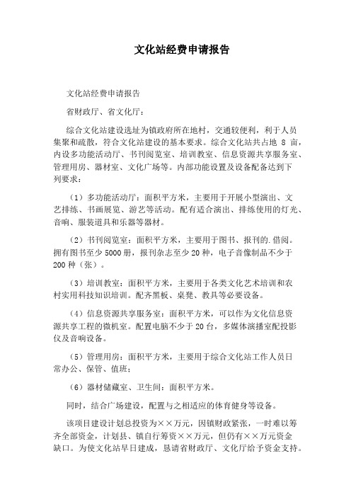 文化站经费申请报告