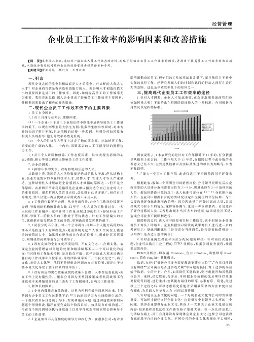 企业员工工作效率的影响因素和改善措施