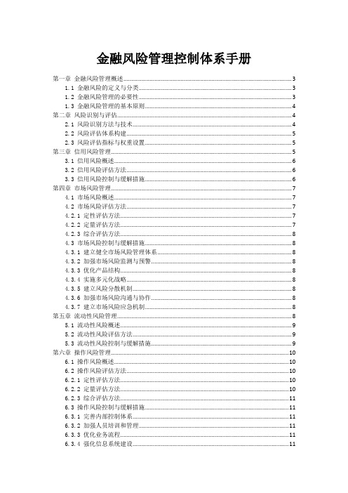 金融风险管理控制体系手册