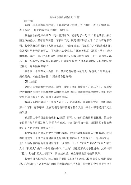 踏入新学校的感受作文(3篇)
