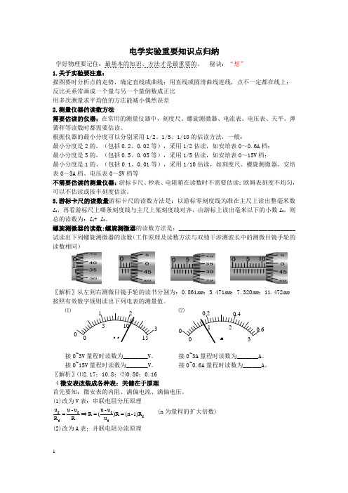 (完整版)高中物理电学实验重要知识点归纳