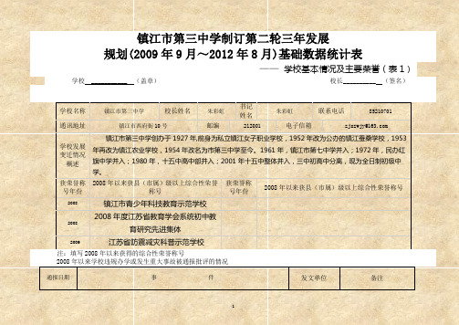 镇江市第三中学制订第二轮三年发展 规划(2009年9月～2012年8月)