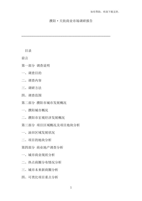 濮阳天街商业市场调研报告