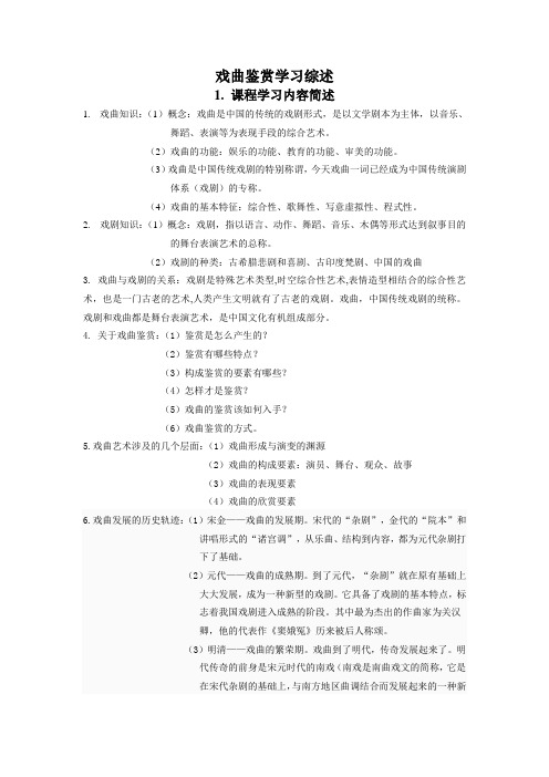 戏曲鉴赏学习综述