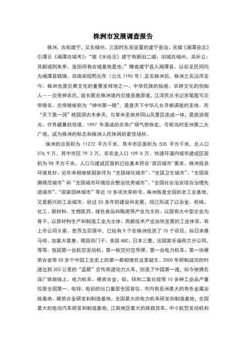 株洲市发展调查报告