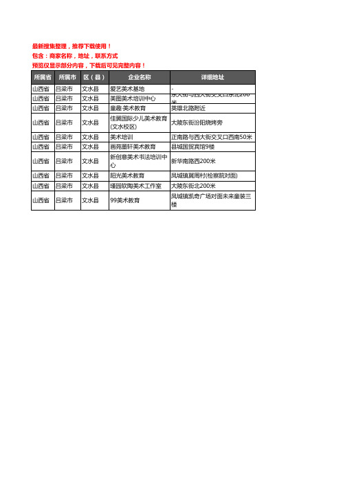 新版山西省吕梁市文水县美术机构企业公司商家户名录单联系方式地址大全10家