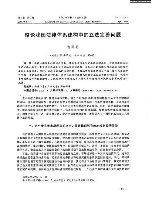 略论我国法律体系建构中的立法完善问题