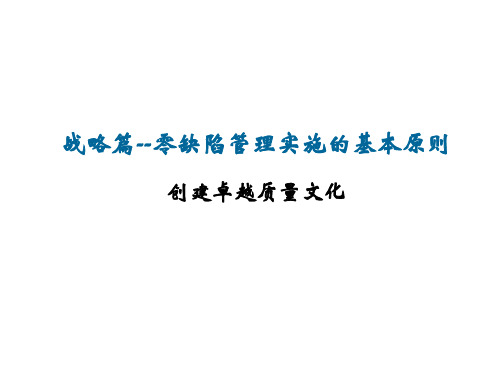 模块一 战略篇--零缺陷管理实施的基本原则