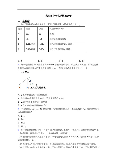 大庆市中考化学模拟试卷