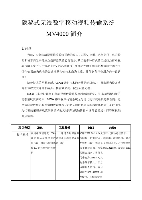 隐秘式微型无线移动视频传输系统简介