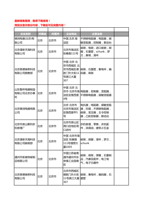 新版北京市碳刷工商企业公司商家名录名单联系方式大全23家