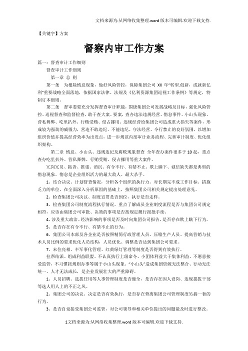 【方案】督察内审工作方案