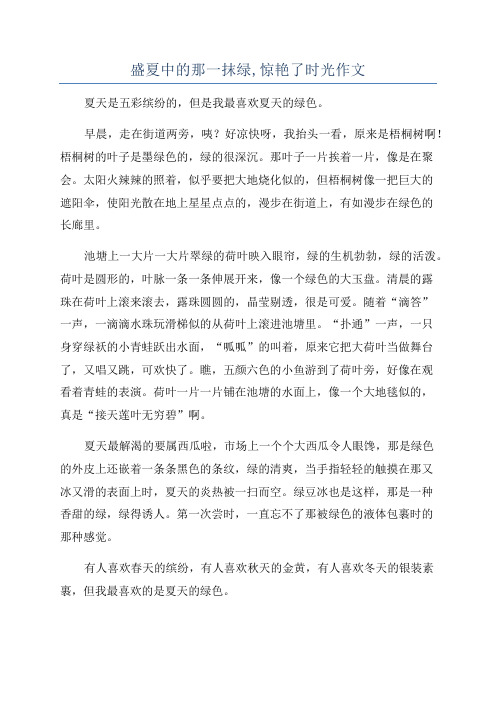盛夏中的那一抹绿,惊艳了时光作文
