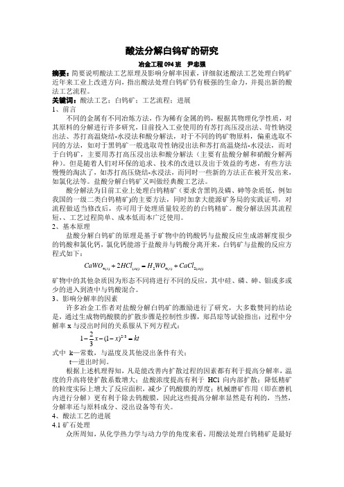 冶金工程实训白钨矿分解