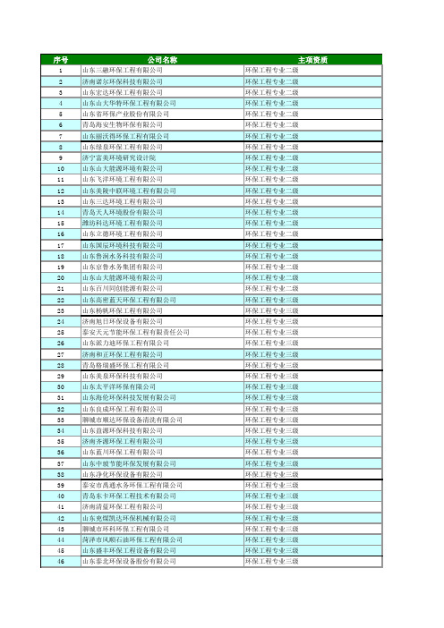 山东环保公司资质表