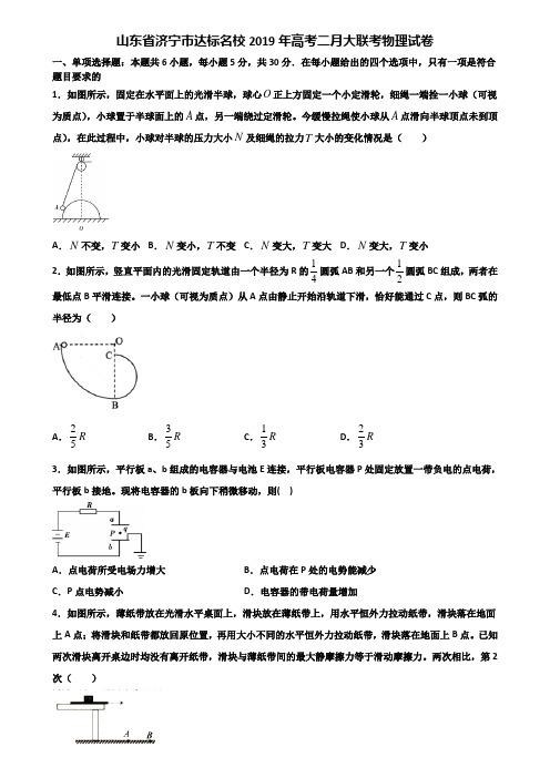山东省济宁市达标名校2019年高考二月大联考物理试卷含解析