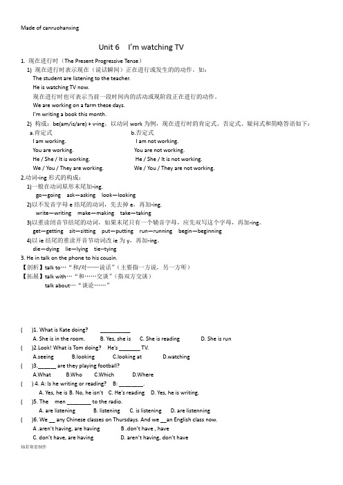 人教版七年级下册英语Unit 6  I’m watching TV