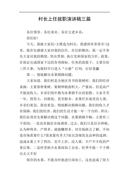 村长上任就职演讲稿三篇
