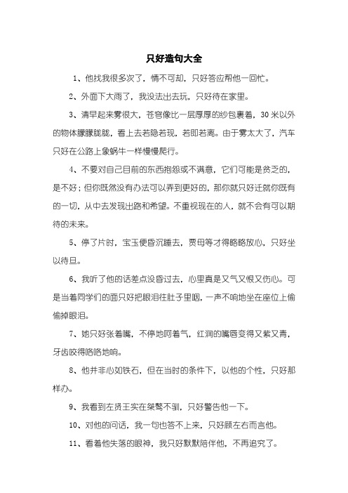 只好造句大全