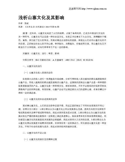 浅析山寨文化及其影响