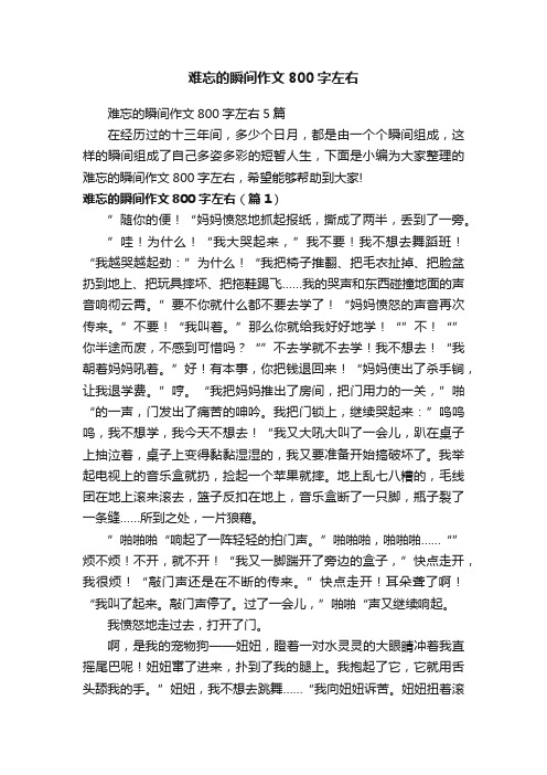 难忘的瞬间作文800字左右