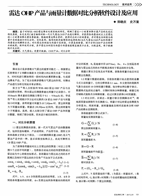 雷达OHP产品与雨量计数据对比分析软件设计及应用
