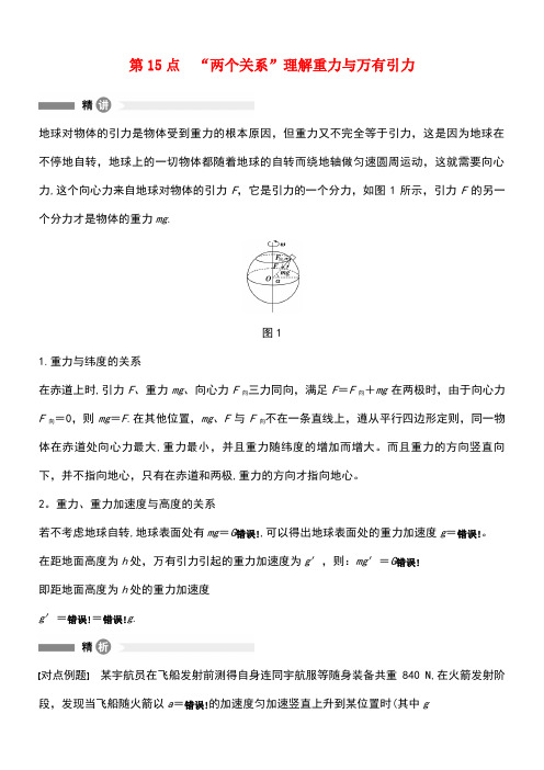 高中物理模块要点回眸第15点“两个关系”理解重力与万有引力素材教科版必修2(new)