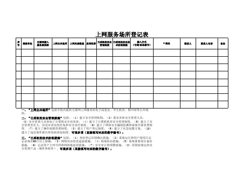 上网服务场所登记表