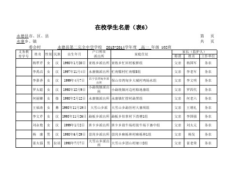 在102校学生花名册