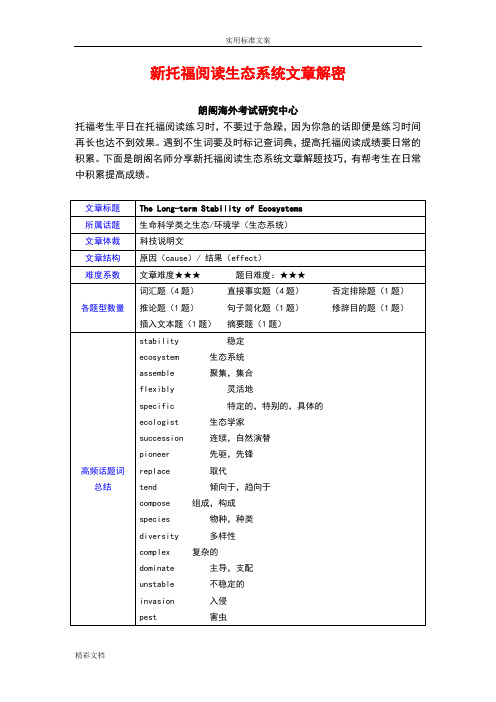 新托福阅读生态系统文章解密