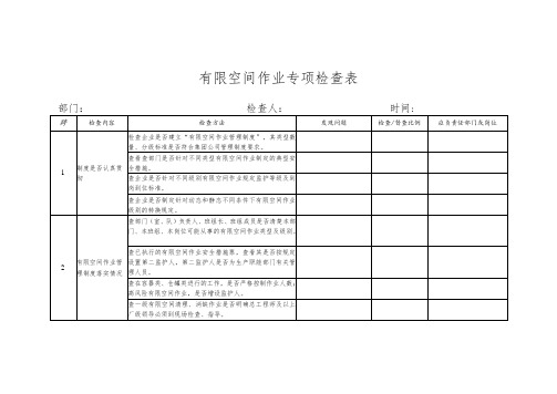有限空间作业专项检查表