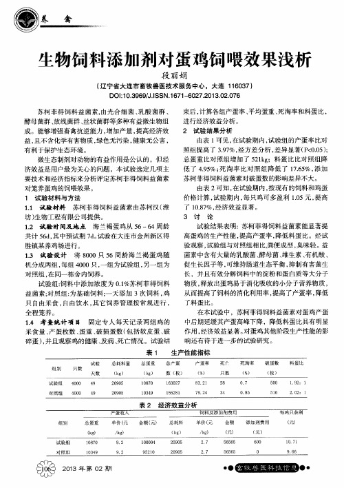 生物饲料添加剂对蛋鸡饲喂效果浅析