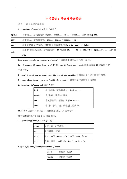 【中考英语、英语语法】【人教版】中考英语动词及动词短语考点剖析