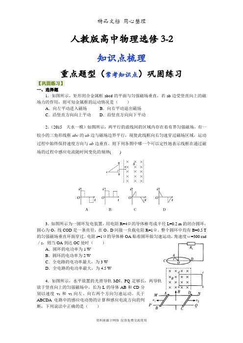 人教版高中物理选修3-2重点题型巩固练习] 电磁感应 复习与巩固 基础