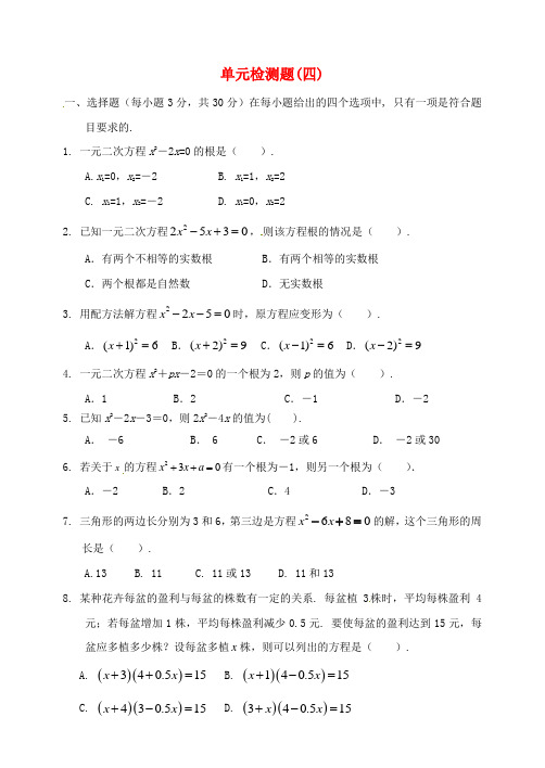 山东省郯城县红花镇2018届中考数学专题复习 专题二 单元检测题(四)