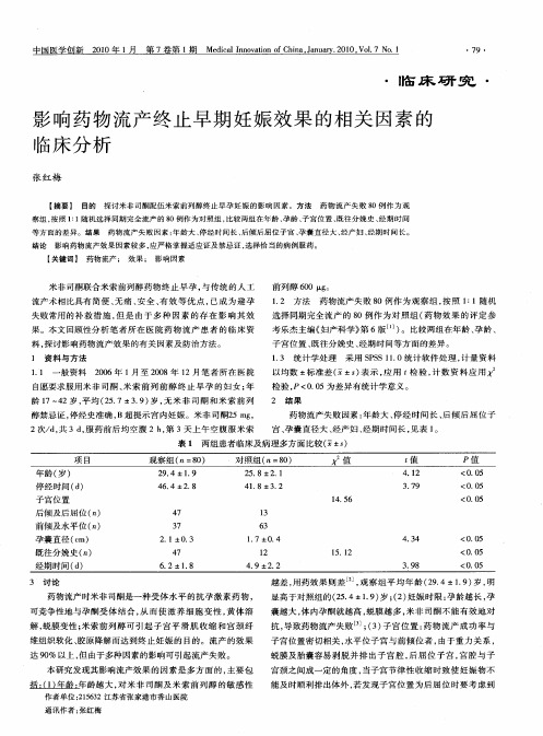 影响药物流产终止早期妊娠效果的相关因素的临床分析