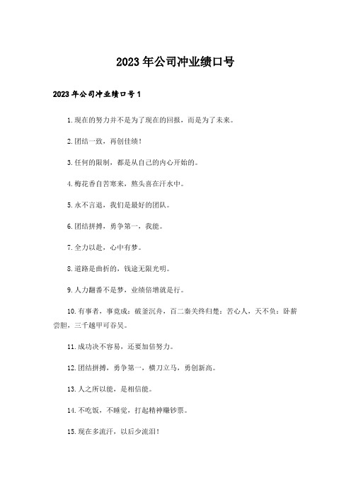 2023年公司冲业绩口号