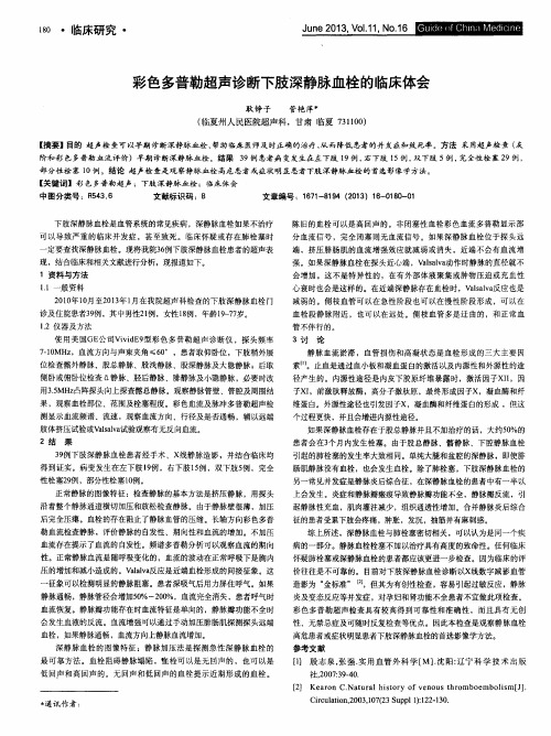 彩色多普勒超声诊断下肢深静脉血栓的临床体会